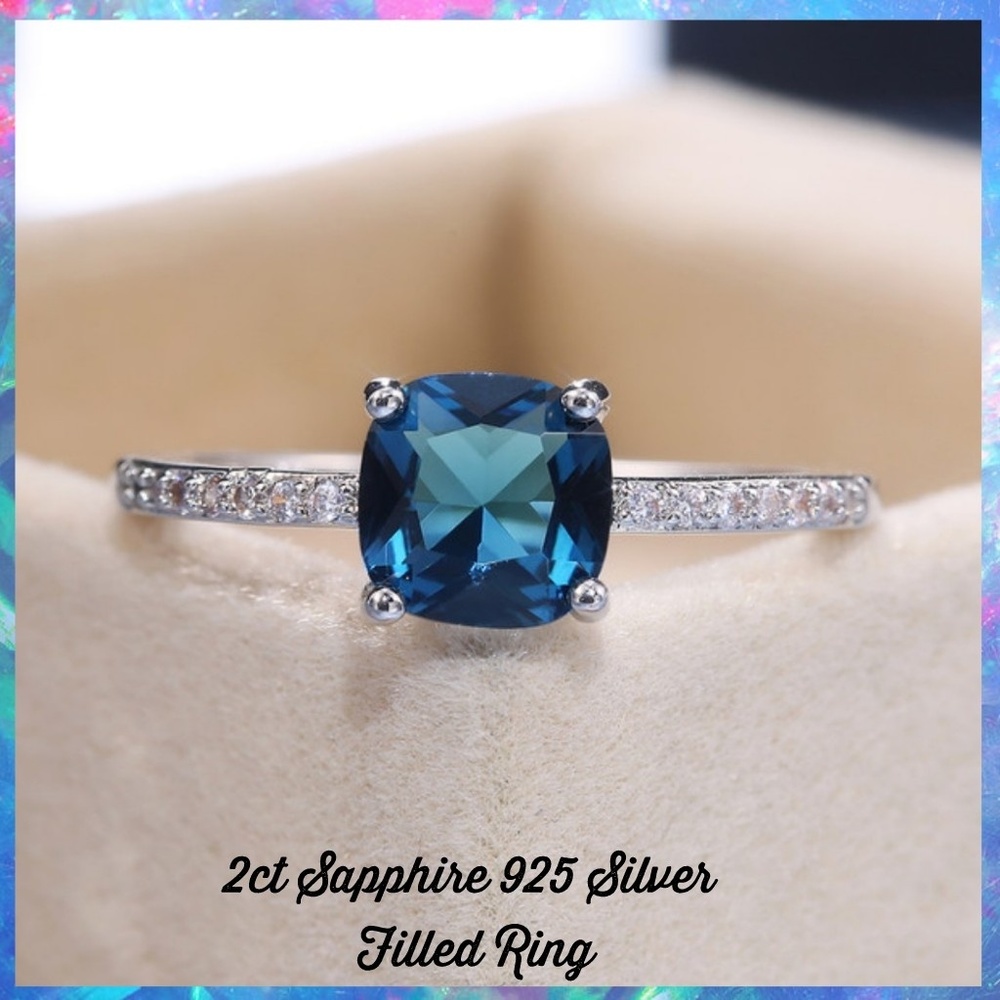 2ct Sapphire Solitaire Engagement Fashion Ring